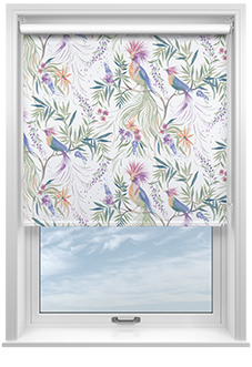 Birds of Paradise, White - Roller Blind